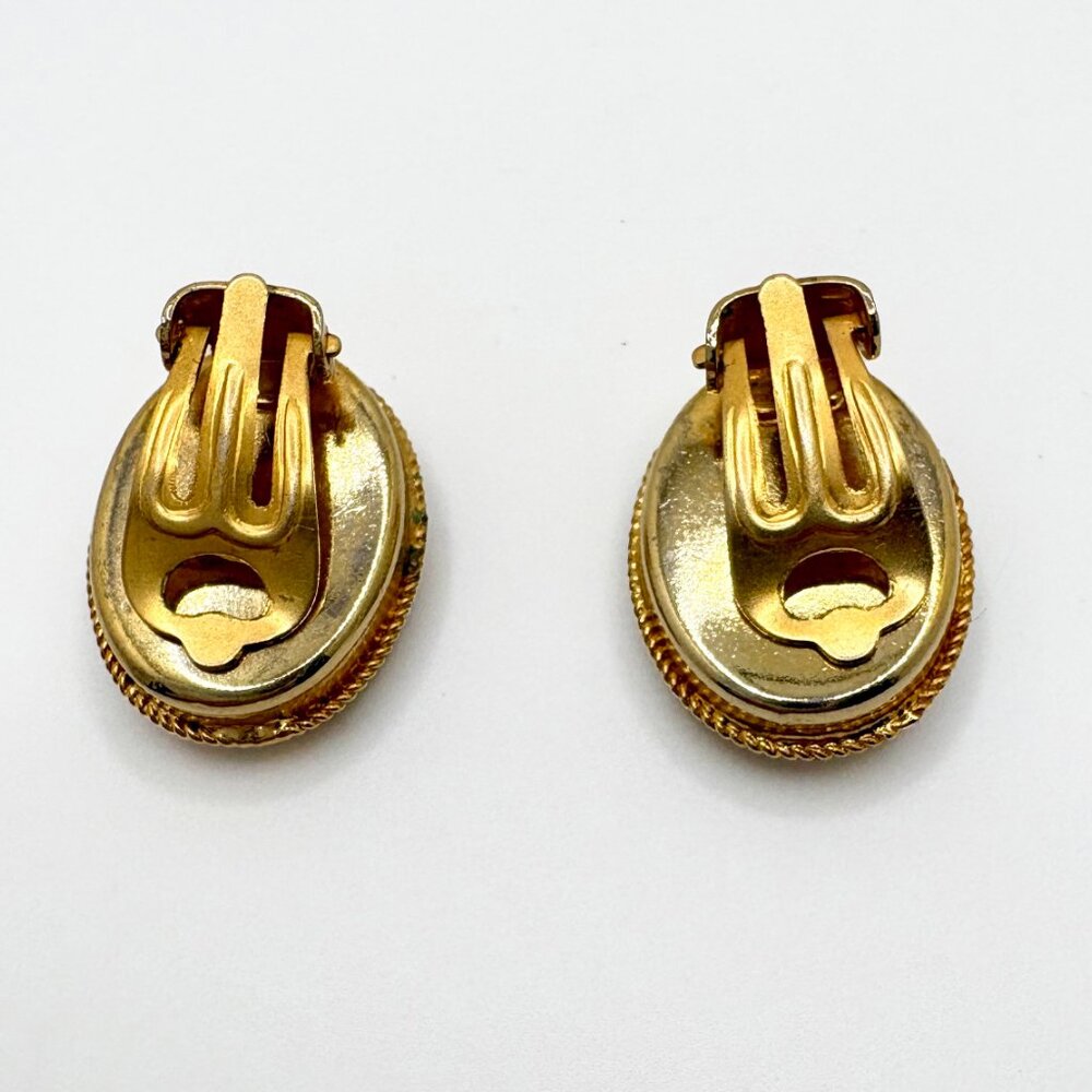 Vintage 1950s-1960s Italian Micro Mosaic Oval Clip on Earrings - Picture 3 of 4